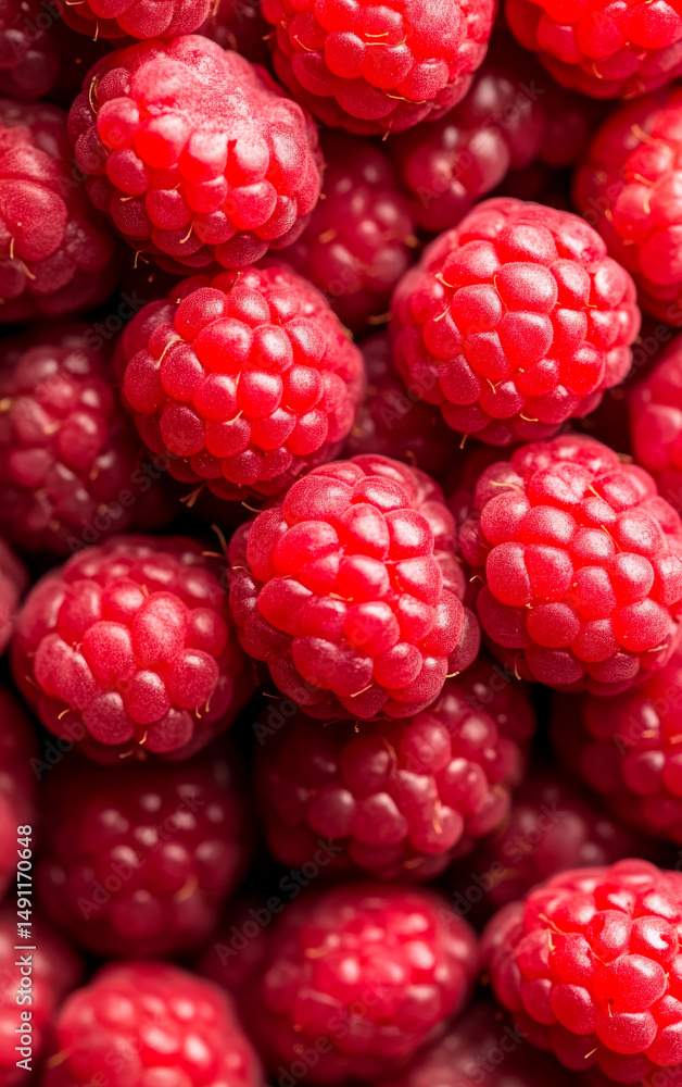 Aufkleber fresh red raspberries in vibrant display. a close-up view of plump red raspberries clustered togethe