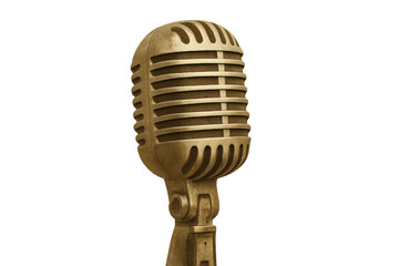 Fototapeta premium Vintage microphone standing on transparent backdrop, representing classic broadcasting and retro music recording equipment