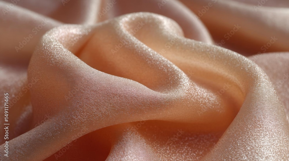 Aufkleber close-up of a fabric with a soft, silky texture. the fabric appears to be a peach-colored color and 