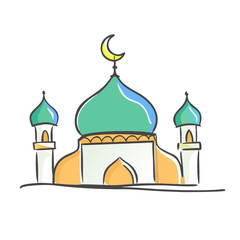 mosque icon, mosque vector illustration-simple illustration of mosque, perfect for mosque logos and icons