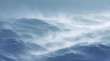 Fototapeta premium Close-up of a large wave crashing onto the shore. the wave is a deep blue color and appears to be turbulent, with white foam and spray covering the entire surface.