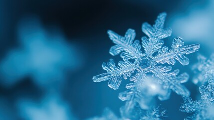 Intricate Snowflake on Soft Blue Background Captured in Detail