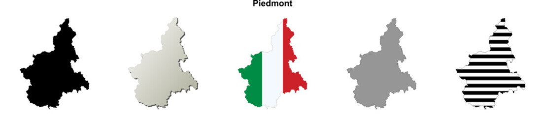 Obraz premium Piedmont region blank outline map set