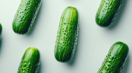 Vibrant Green Cucumbers on White Background: A Fresh and Clean Minimalist Food Photography