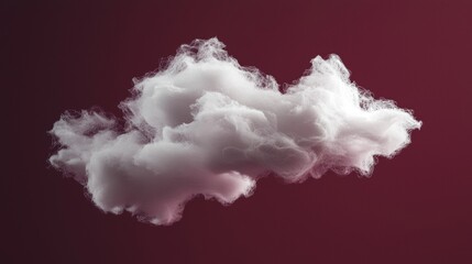 Soft white cloud floating against a dark red background creating a dreamy and surreal atmosphere