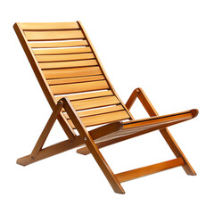 Innovative Reclining Wooden Beach Chair with a Comp Isolated on Transparent Background