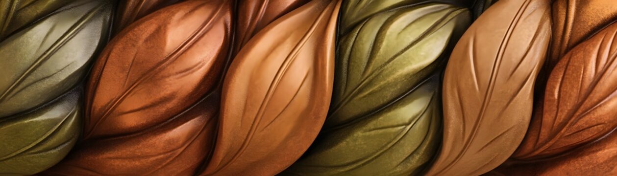 Intricate interwoven leaves in warm autumnal hues.