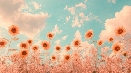 Sunflowers under a Pastel Sky