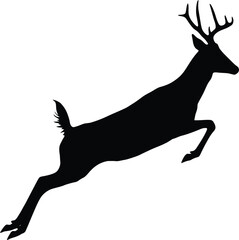Deer Jumping Silhouette Art, Leaping Deer Wildlife Vector