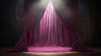 Mysterious Velvet Stage Curtain: A Dramatic Theatrical Setting