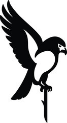 Falcon Branch Silhouette Design, Powerful Raptor Vector Art