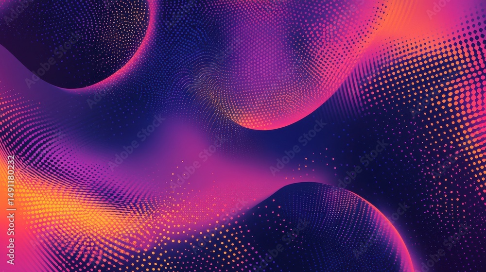 Poster vibrant abstract background with colorful fluid waves and dots