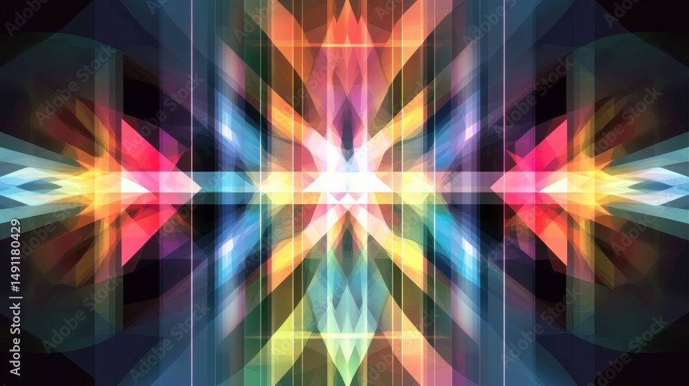 Poster vibrant abstract digital art with colorful geometric patterns