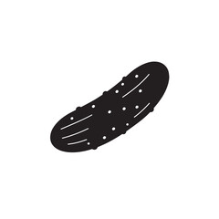 Simple black silhouette of a cucumber vegetable icon illustration
