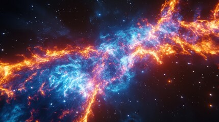 Naklejka premium Vibrant Cosmic Nebula with Bright Colors and Twinkling Stars