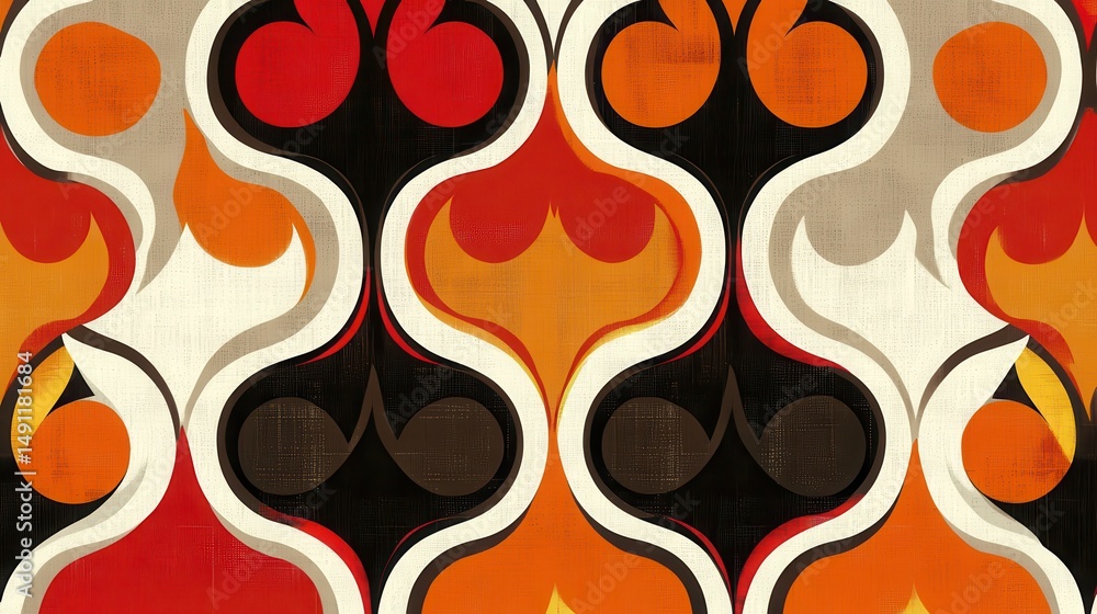 Poster vibrant retro abstract background with curved shapes and colors
