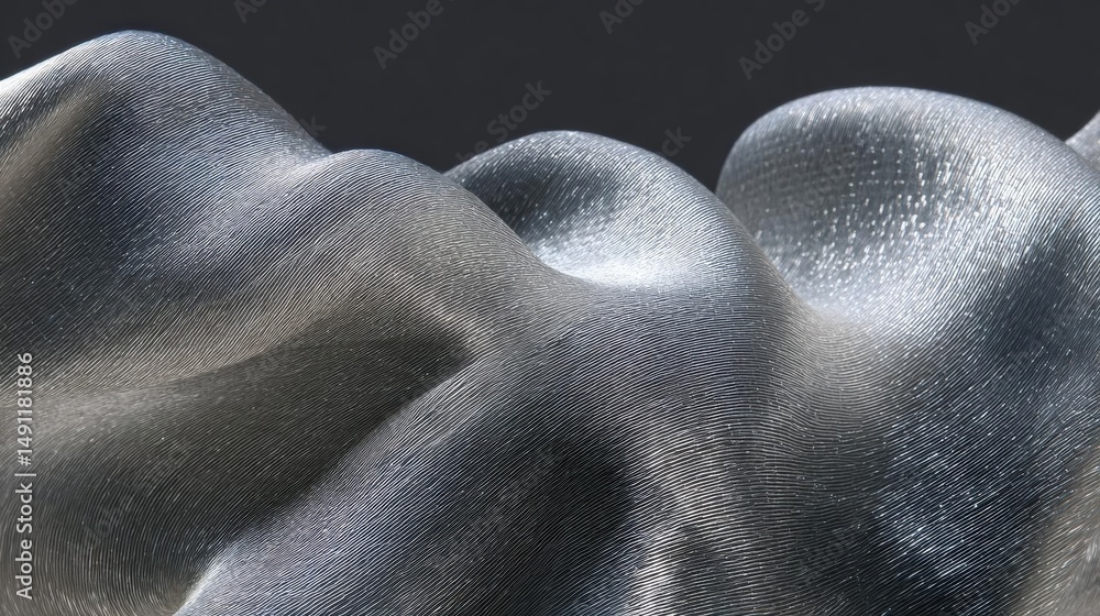 Aufkleber close-up of a metallic surface with a wavy pattern. the surface appears to be made of a shiny, metal