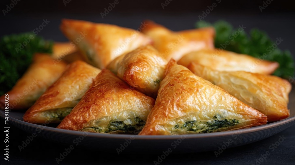 Aufkleber plate of freshly baked pastries. the pastries are golden brown in color and have a flaky texture. th