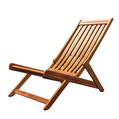 Elegant Modern Wooden Beach Chair with a Sleek Fold Isolated on Transparent Background