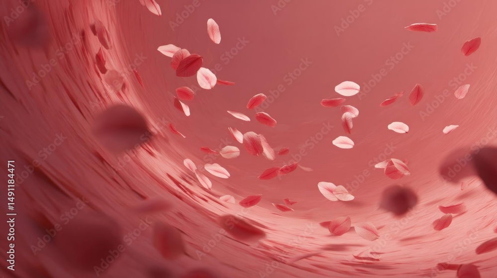 Poster abstract digital art piece that appears to be a close-up of a pinkish-red color. the background is a