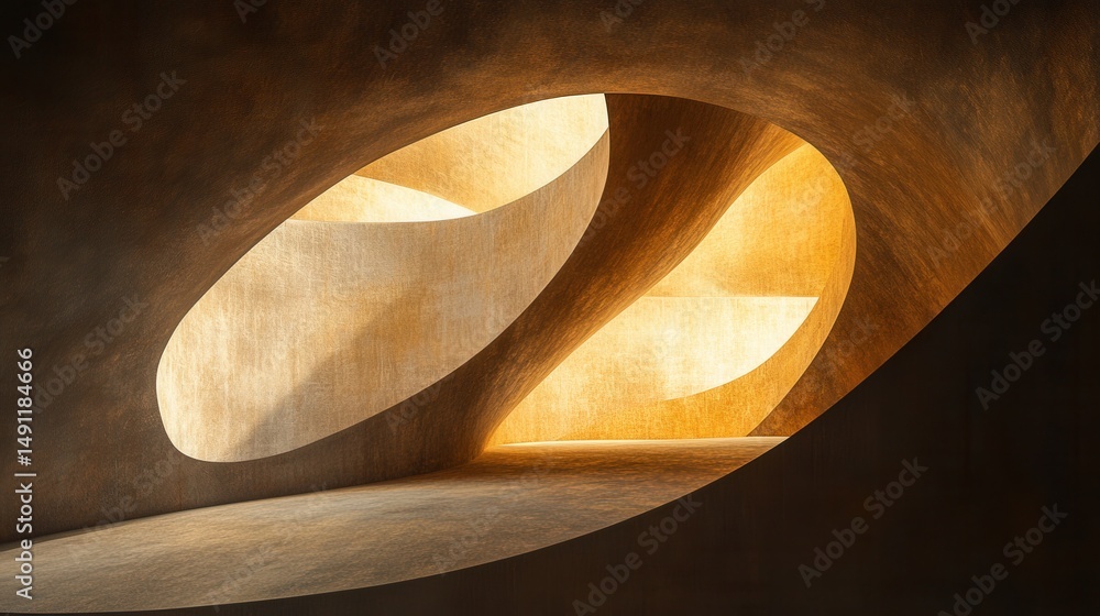 Poster abstract modern architecture with soft curves and natural light