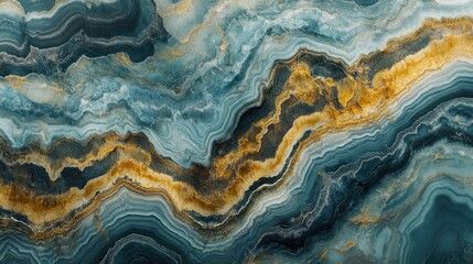 Fototapeta premium Abstract Fluid Art with Swirls of Blue, Gold, and White in Stone