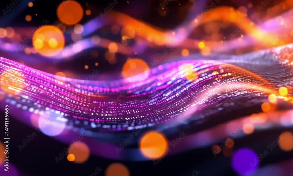 Poster abstract digital wave: a symphony of light and code