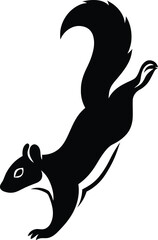 Squirrel Leaping Silhouette Art, Dynamic Squirrel Vector