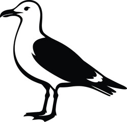 Seagull Simple Graphic Design, Minimal Seagull Silhouette