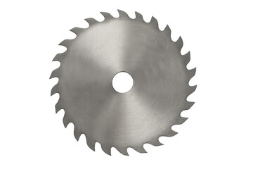 Close-up of a sharp circular saw blade rotating against a transparent background, ready for cutting and woodworking