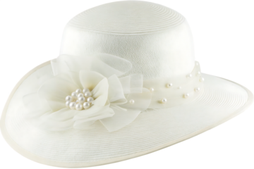 womens hat with a flower and pearls isolated on white background PNG