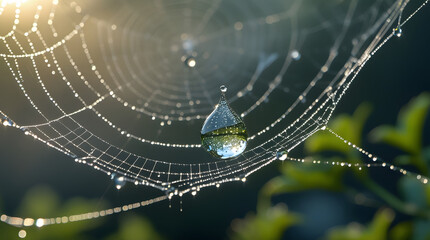 Tiny Water Droplets on Spider Webs Create Prism Effect