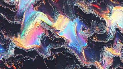 Obraz premium Abstract Colorful Waves with Black Background for Unique Design Projects