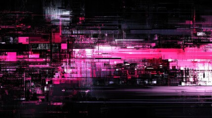 Abstract Digital Art with Pink and Black Geometric Design Elements