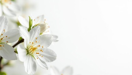 Obraz premium Delicate white blossoms on a stark white background , high-resolution, spring, image