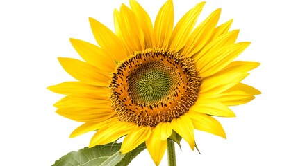 Naklejka premium A vibrant, isolated yellow sunflower stands prominently against a bright background.