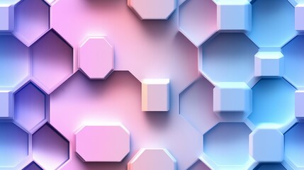 Abstract geometric pattern of pastel colored hexagons.