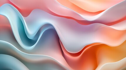 Abstract design featuring vibrant, wavy forms and soft color gradients.