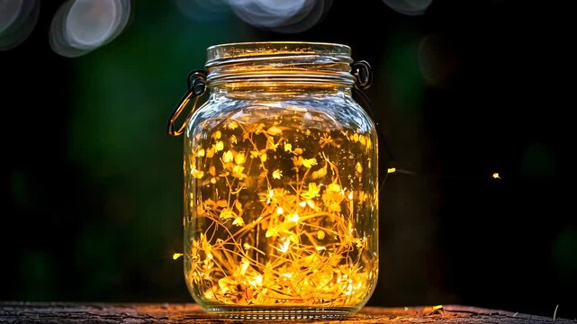 Magical Glow in a Jar: Soft Firefly Lights in the Forest