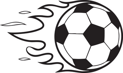 Obraz premium Speedy Flaming Soccer Ball Icon Illustration With Motion Lines In Black And White Sport Design Style