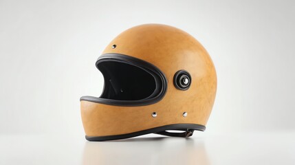 Fototapeta premium A classic motorcycle helmet rests on a dark surface.