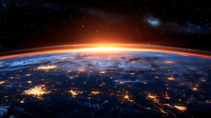 Fototapeta premium Earth's Lights at Dawn from Space