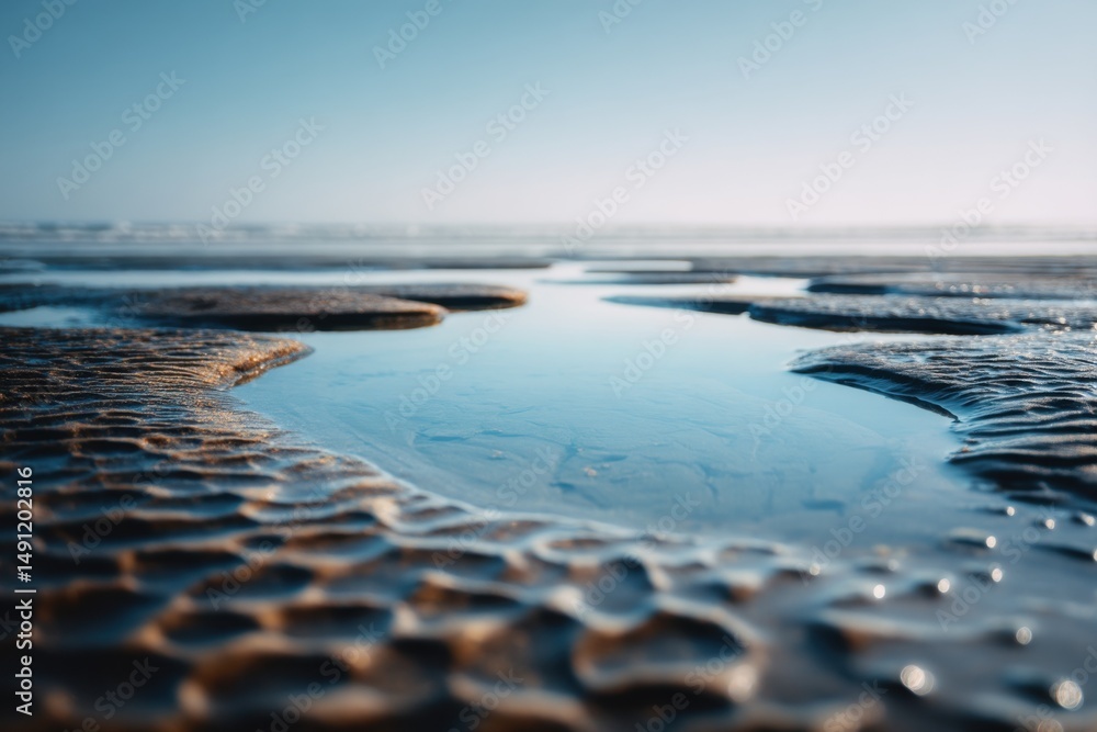 Aufkleber tranquil tide pools reflecting sky at low tide, evoking coastal serenity and environmental awareness