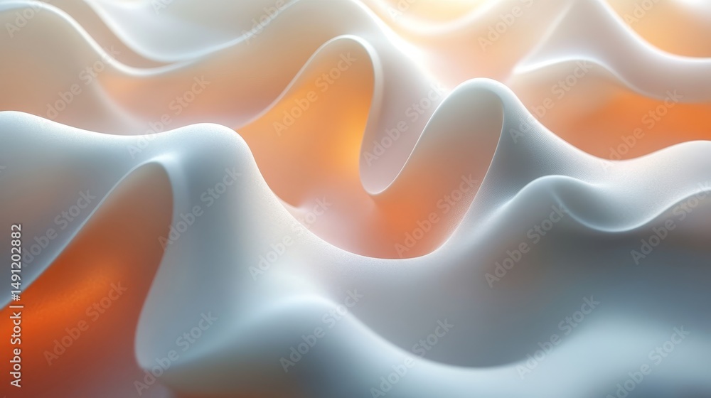 Poster abstract, fluid shapes with soft color transitions.