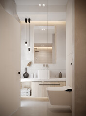 Modern bathroom interior design. 3D Rendering, 3D Illustration
