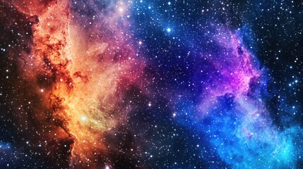 Obraz premium Colorful Cosmic Nebula with Stars in a Deep Space Background