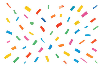 Multicolored confetti cascading over transparent backdrop, representing joyful celebration with dynamic, festive visual effect
