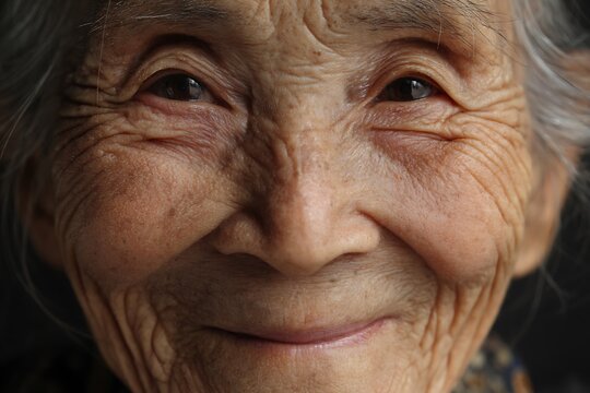 Cheerful Asian Elderly Genuine Smile Portrait Scene  
