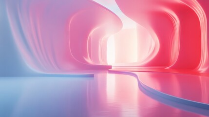 Abstract interior design with a dynamic color scheme.