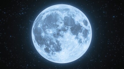 Obraz premium Full luminous blue moon against a starry night sky.